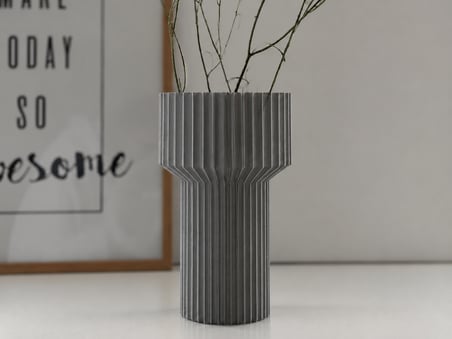 3D Baskı Modern Dekoratif Çiçek Vazosu - Minimal Silindir Tasarımlı Masaüstü Vazo, Ev ve Ofis Dekoru-Gri