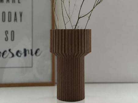 3D Baskı Modern Dekoratif Çiçek Vazosu - Minimal Silindir Tasarımlı Masaüstü Vazo, Ev ve Ofis Dekoru-Kahverengi