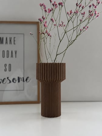 3D Baskı Modern Dekoratif Çiçek Vazosu - Minimal Silindir Tasarımlı Masaüstü Vazo, Ev ve Ofis Dekoru-Kahverengi