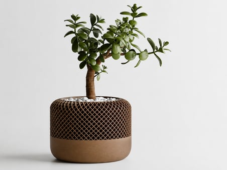 3D Baskı Modern File Desenli Dekoratif Saksı - Minimal Çiçek Saksısı, Ev ve Ofis Bitki Saksısı-Kahve