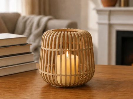 3D Baskı Modern Kafes Tasarımlı Dekoratif Mumluk - Tealight Mumluk, Masaüstü Ev ve Ofis Dekoru-Kahverengi
