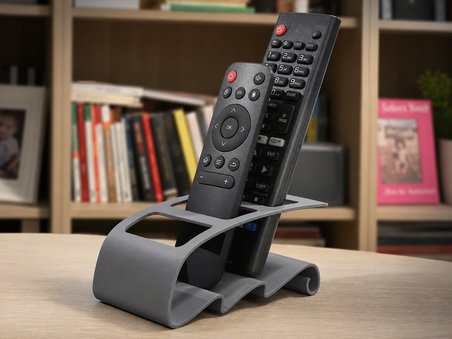 3D Baskı TV Kumandası ve Masaüstü Organizer - Uzaktan Kumanda Düzenleyici Stand-Gri