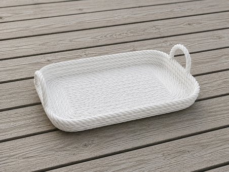 3D Baskı Çok Amaçlı Dekoratif Organizer Tepsisi - Masaüstü Düzenleyici, Banyo ve Mutfak Saklama Tepsisi-Beyaz