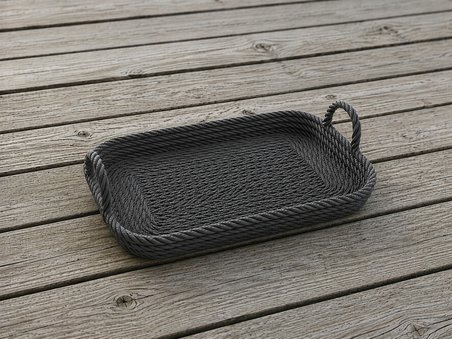 3D Baskı Çok Amaçlı Dekoratif Organizer Tepsisi - Masaüstü Düzenleyici, Banyo ve Mutfak Saklama Tepsisi-Gri