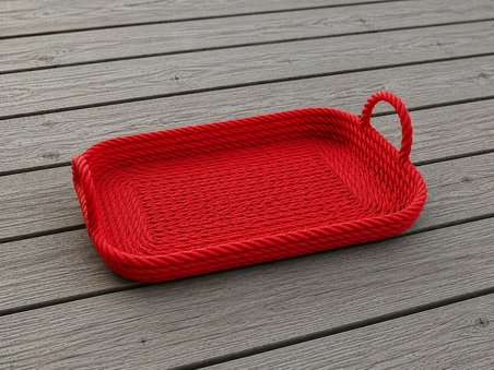 3D Baskı Çok Amaçlı Dekoratif Organizer Tepsisi - Masaüstü Düzenleyici, Banyo ve Mutfak Saklama Tepsisi-Kırmızı