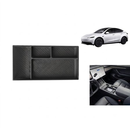 Tesla Model Y Juniper 2025+ Uyumlu Orta Konsol Düzenleyici Saklama Kutusu Pedi Siyah