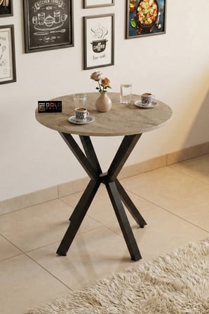 Yuvarlak Masa Traverten Ekru 70 cm