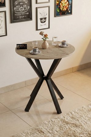 Yuvarlak Masa Traverten Ekru 70 cm