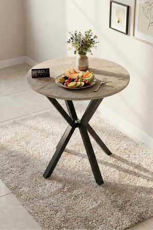 Yuvarlak Masa Traverten Ekru 70 cm