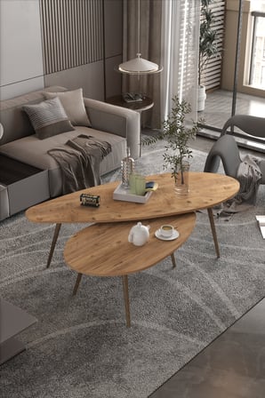 Elips Orta Sehpa Seti Suntalam Kahverengi 116x46