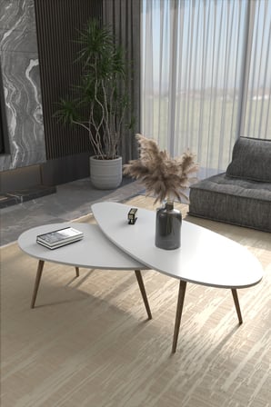 Elips Orta Sehpa Seti Suntalam Beyaz 116x46