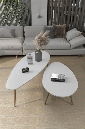 Elips Orta Sehpa Seti Suntalam Beyaz 116x46