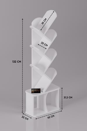 Yaprak Kitaplık Suntalam Beyaz 45x132