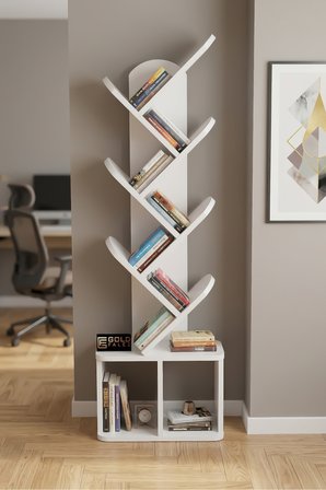 Yaprak Kitaplık Suntalam Beyaz 45x132
