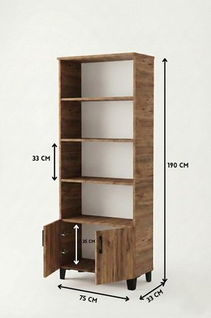 Çok Amaçlı Kitaplık Suntalam Kahverengi 75x190