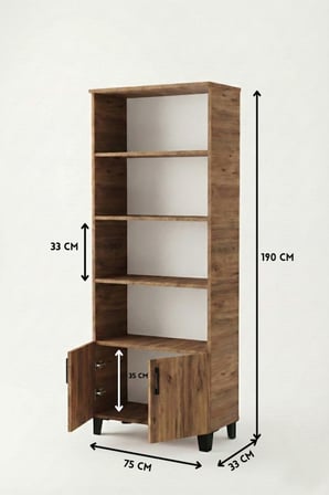 Çok Amaçlı Kitaplık Suntalam Kahverengi 75x190