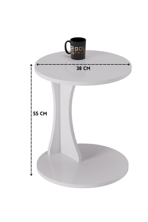 Yuvarlak C Yan Sehpa Suntalam Beyaz 38x55