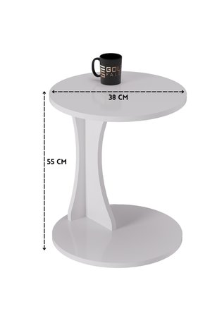 Yuvarlak C Yan Sehpa Suntalam Beyaz 38x55