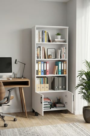 Çok Amaçlı Kitaplık Suntalam Beyaz 75x190