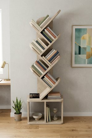 Yaprak Kitaplık Suntalam Ekru 45x132