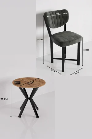 Elma Masa Seti Çok Renkli Gri 70 cm