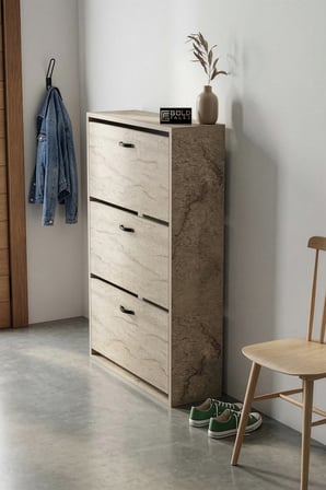 Düşer Kapaklı Ayakkabılık Ekru 74 cm