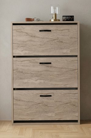 Düşer Kapaklı Ayakkabılık Ekru 74 cm