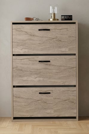 Düşer Kapaklı Ayakkabılık Ekru 74 cm