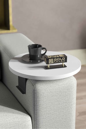 Koltuk Yanı Tepsi Sehpa Beyaz 2'li