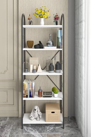 Metal Kitaplık Beyaz 180 cm