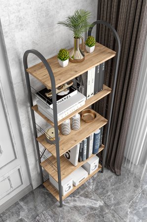 Metal Kitaplık Atlantik Çam 180 cm