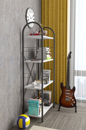 Metal Kitaplık Beyaz 150 cm