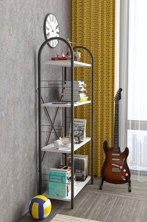 Metal Kitaplık Beyaz 150 cm
