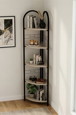 Metal Çiçeklik Kitaplık Bej 151 cm