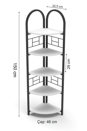 Metal Çiçeklik Kitaplık Bej 151 cm