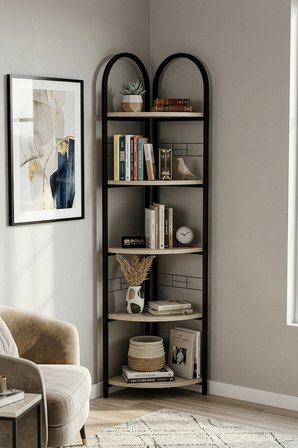 Metal Çiçeklik Kitaplık Bej 151 cm