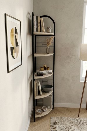 Metal Çiçeklik Kitaplık Bej 151 cm