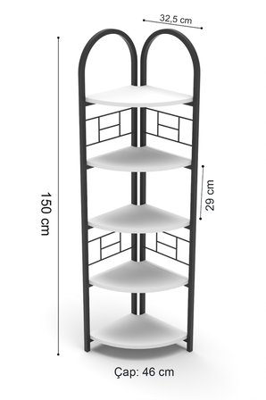 Metal Çiçeklik Kitaplık Bej 151 cm