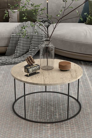 Terra Yuvarlak Orta Sehpa Bej 70 cm
