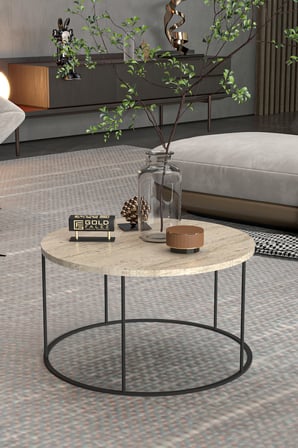 Terra Yuvarlak Orta Sehpa Bej 70 cm