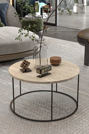 Terra Yuvarlak Orta Sehpa Bej 70 cm