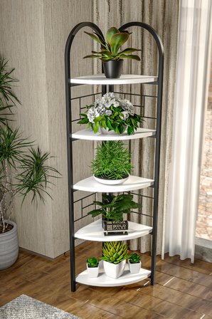 Metal Çiçeklik Kitaplık Beyaz 151 cm