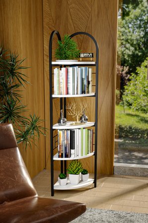 Metal Köşe Kitaplığı Beyaz 150 cm