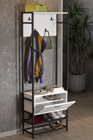 Metal Portmanto Beyaz 180 cm
