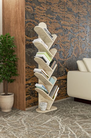 10 Raflı Kitaplık Ekru 147 cm