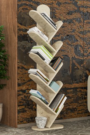 10 Raflı Kitaplık Ekru 147 cm