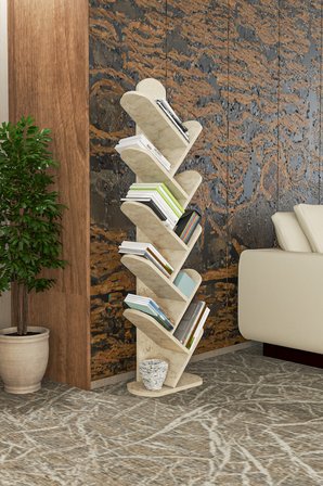 10 Raflı Kitaplık Ekru 147 cm