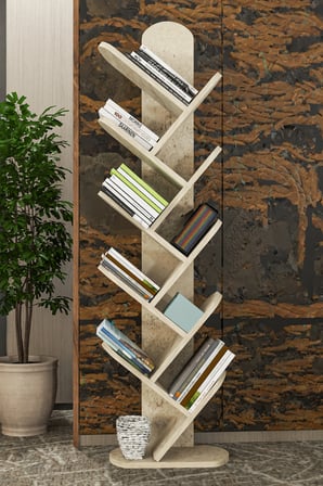 10 Raflı Kitaplık Ekru 147 cm