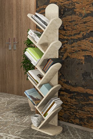 10 Raflı Kitaplık Ekru 147 cm