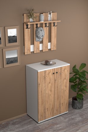 Metal Ayakkabılık Vestiyer Seti Çam